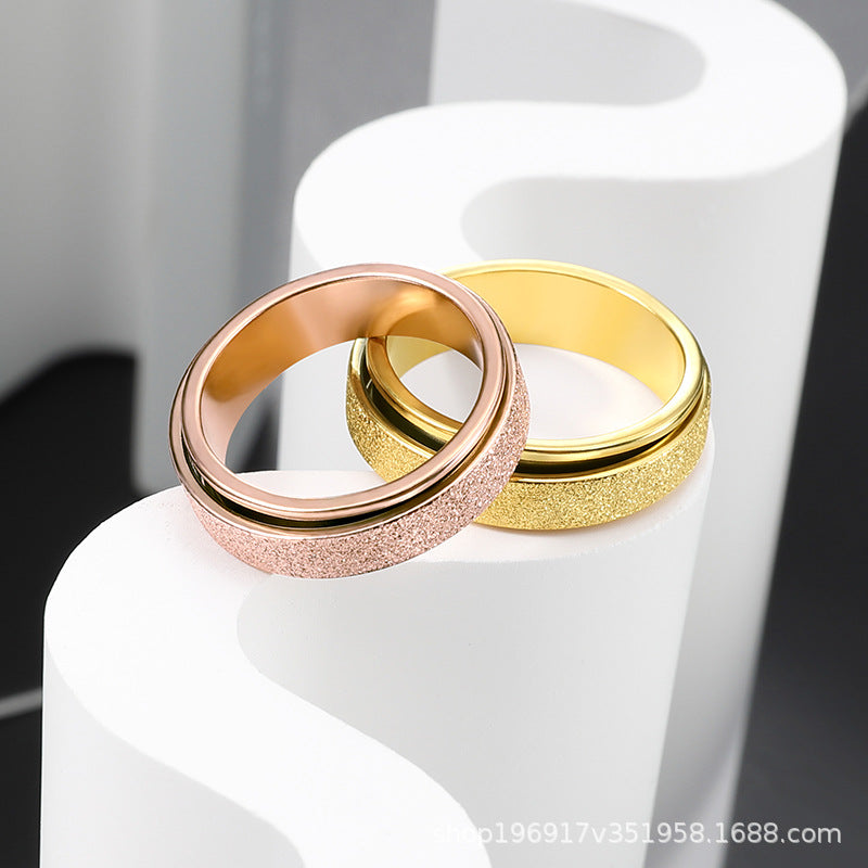Wholesale Rotatable Titanium Steel Frosted Stainless Steel Rings Multi-color Couple Rings